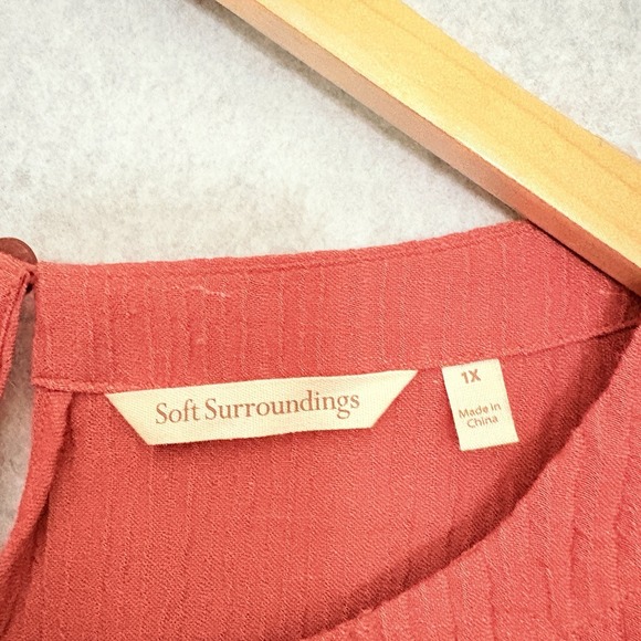 Soft Surroundings Size 1X Rust Blouse Oceo Gauze Tunic Tunic 3/4 Sleeve Beachy - Picture 9 of 10
